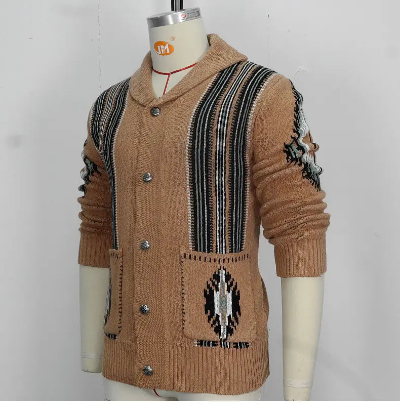 Damen Jacquard-Strickmantel für Herbst & Winter