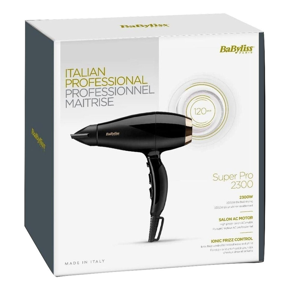 Fön Babyliss Super Pro 2300 Schwarz Gold Schwarzweiß 2300 W - AWK Flagship