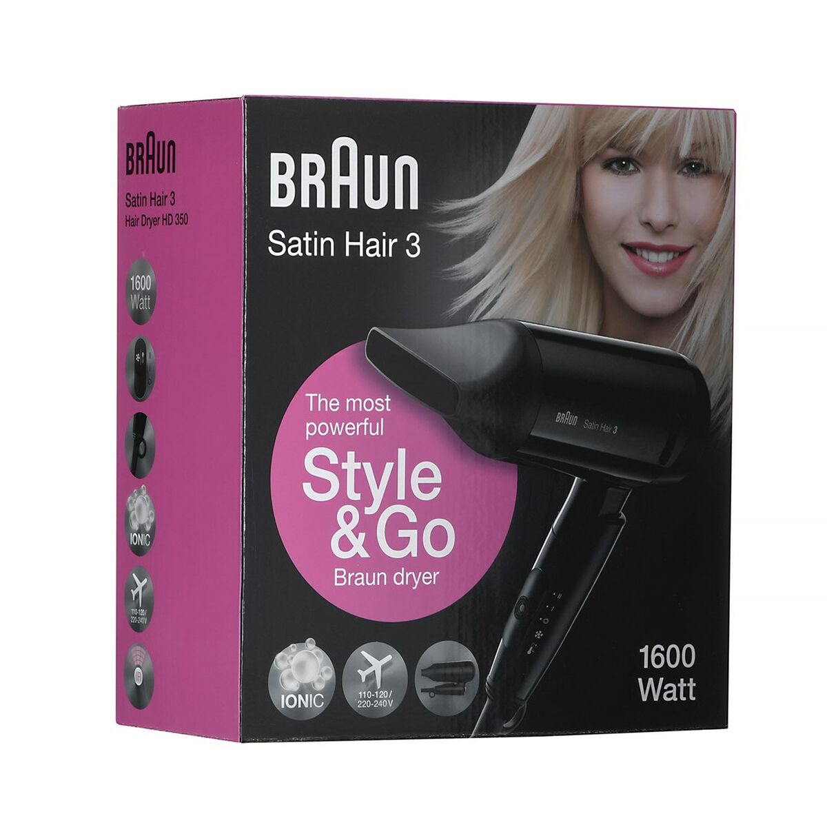 Fön Braun Satin Hair 3 Style&Go Schwarz 1600 W - AWK Flagship