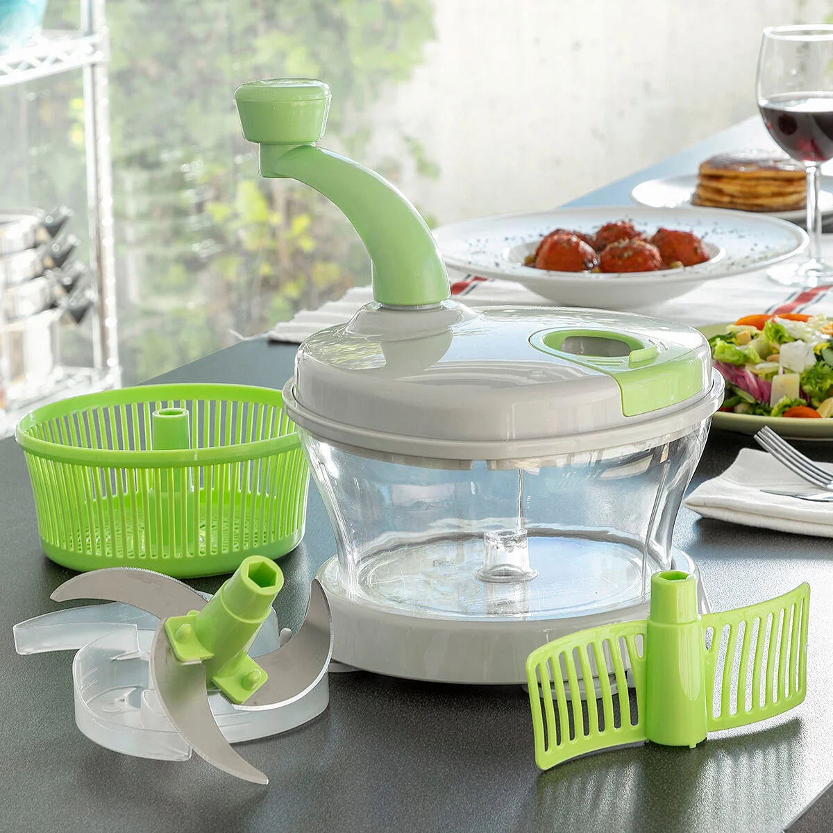 4 in 1 Schleuder, Schneidwerk und Rührgerät mit Zubehör und Rezepten Chopix – Produktansicht 2