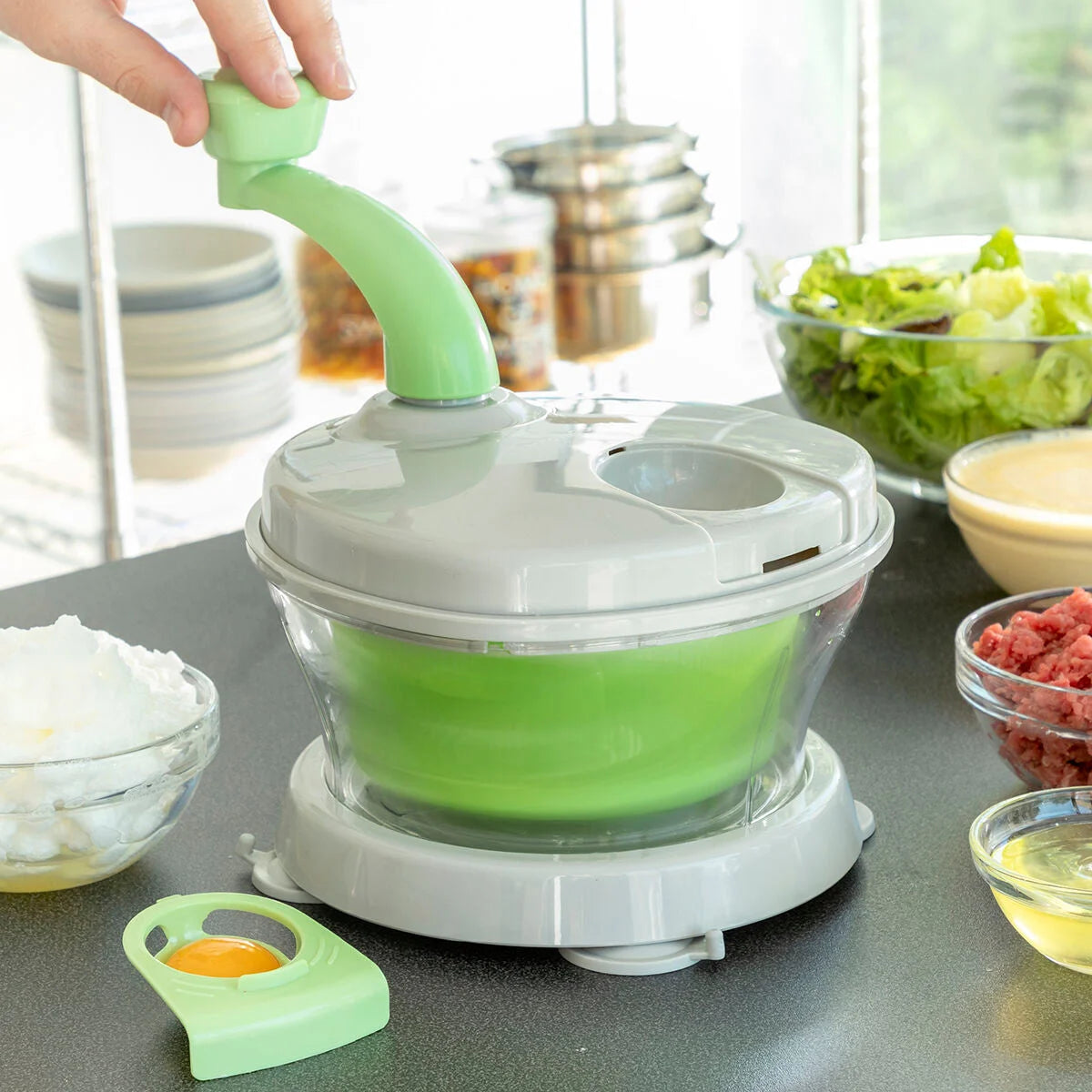 4 in 1 Schleuder, Schneidwerk und Rührgerät mit Zubehör und Rezepten Chopix
