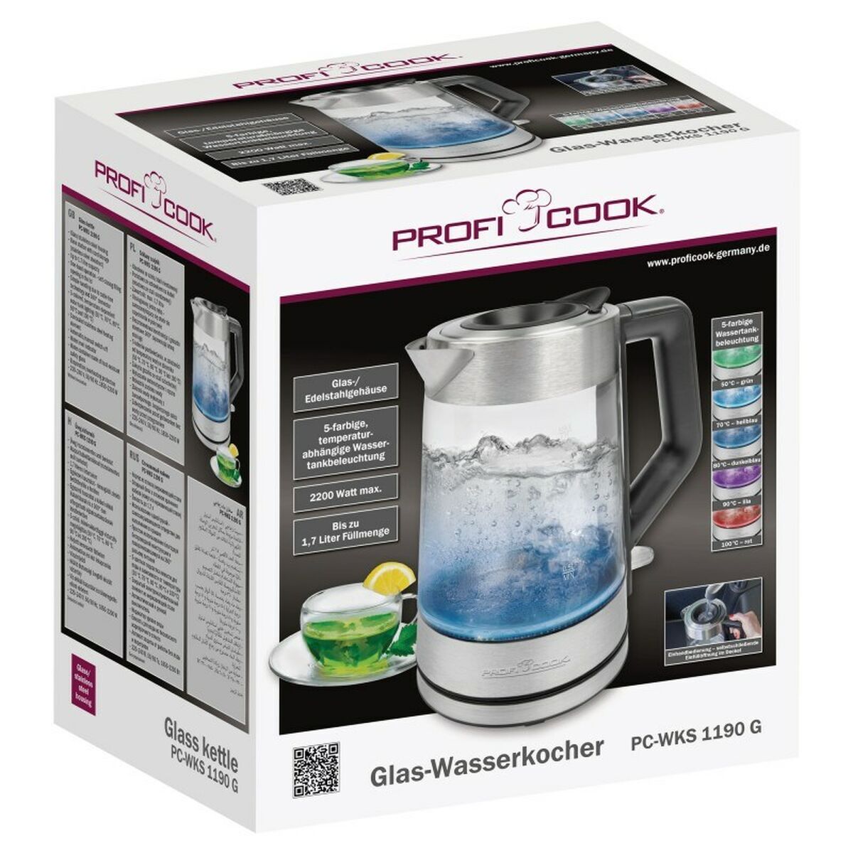 Wasserkocher Proficook PC-WKS 1190 G Silberfarben 2200 W 1,7 L - AWK Flagship