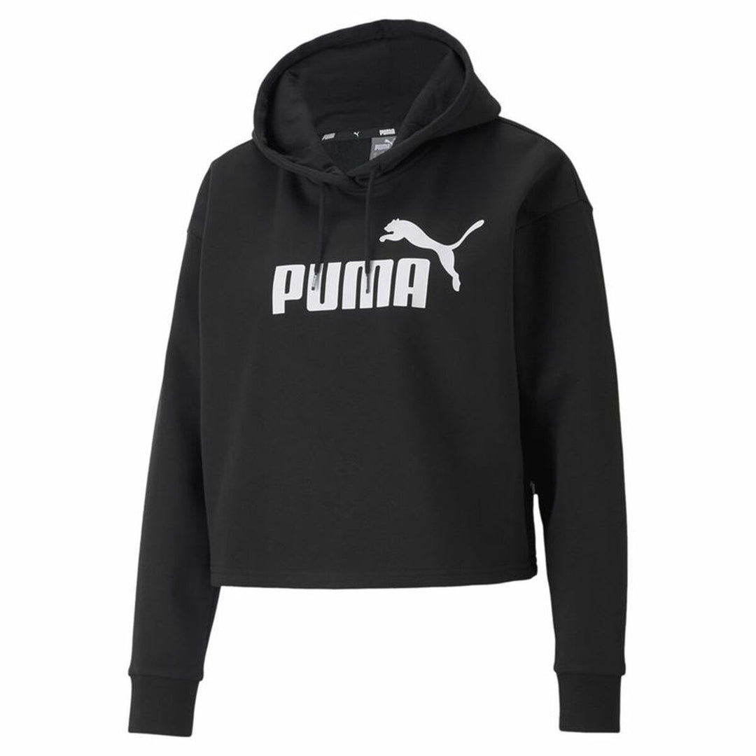 Damen Sweater mit Kapuze Puma Essentials Cropped Logo Schwarz