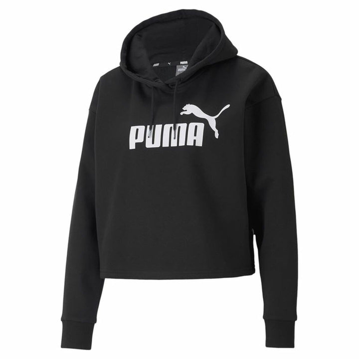 Damen Sweater mit Kapuze Puma Essentials Cropped Logo Schwarz