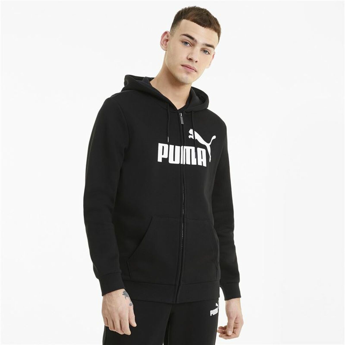 Herren Sweater mit Kapuze Puma Essentials Big Logo Schwarz - AWK Flagship