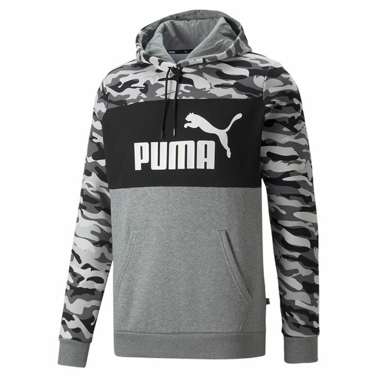 Herren Sweater mit Kapuze Puma ESS Camo Schwarz Grau Weiß Tarnfarbe - AWK Flagship