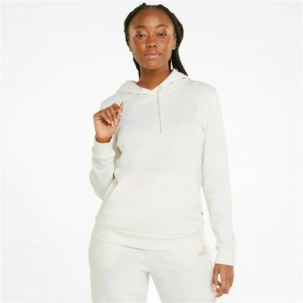 Damen Sweater mit Kapuze Puma Essentials Embroidery Weiß - AWK Flagship