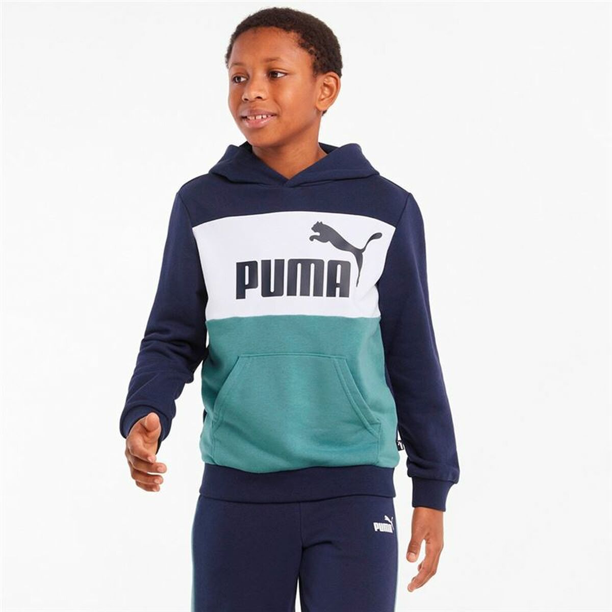 Jungen Sweater mit Kapuze Puma Essential Colorblock Dunkelblau - AWK Flagship