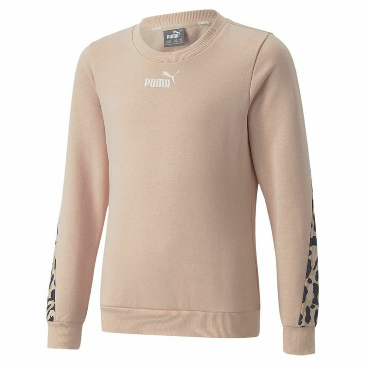 Sweatshirt ohne Kapuze für Mädchen Puma Alpha Crew Neck Beige Leopard Rosa - AWK Flagship