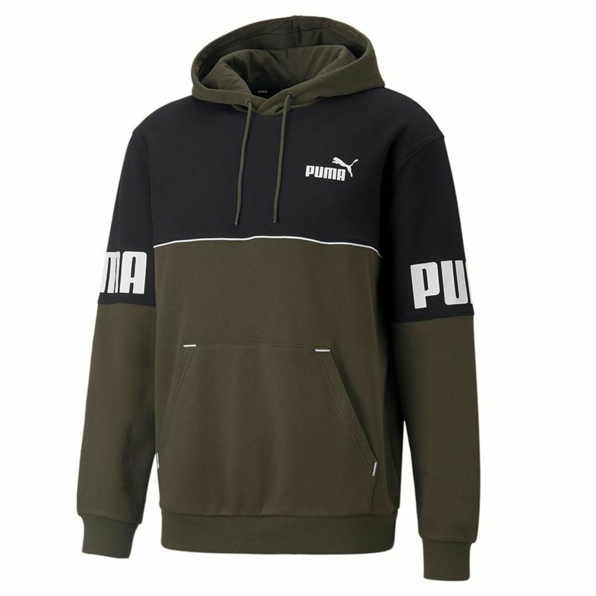 Herren Sweater mit Kapuze Puma Power Colorblock grün Schwarz - AWK Flagship