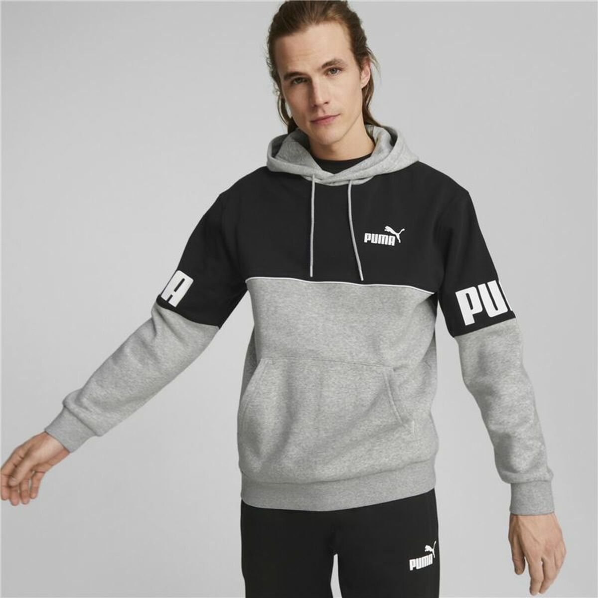 Herren Sweater mit Kapuze Puma Power Colorblock Grau - AWK Flagship