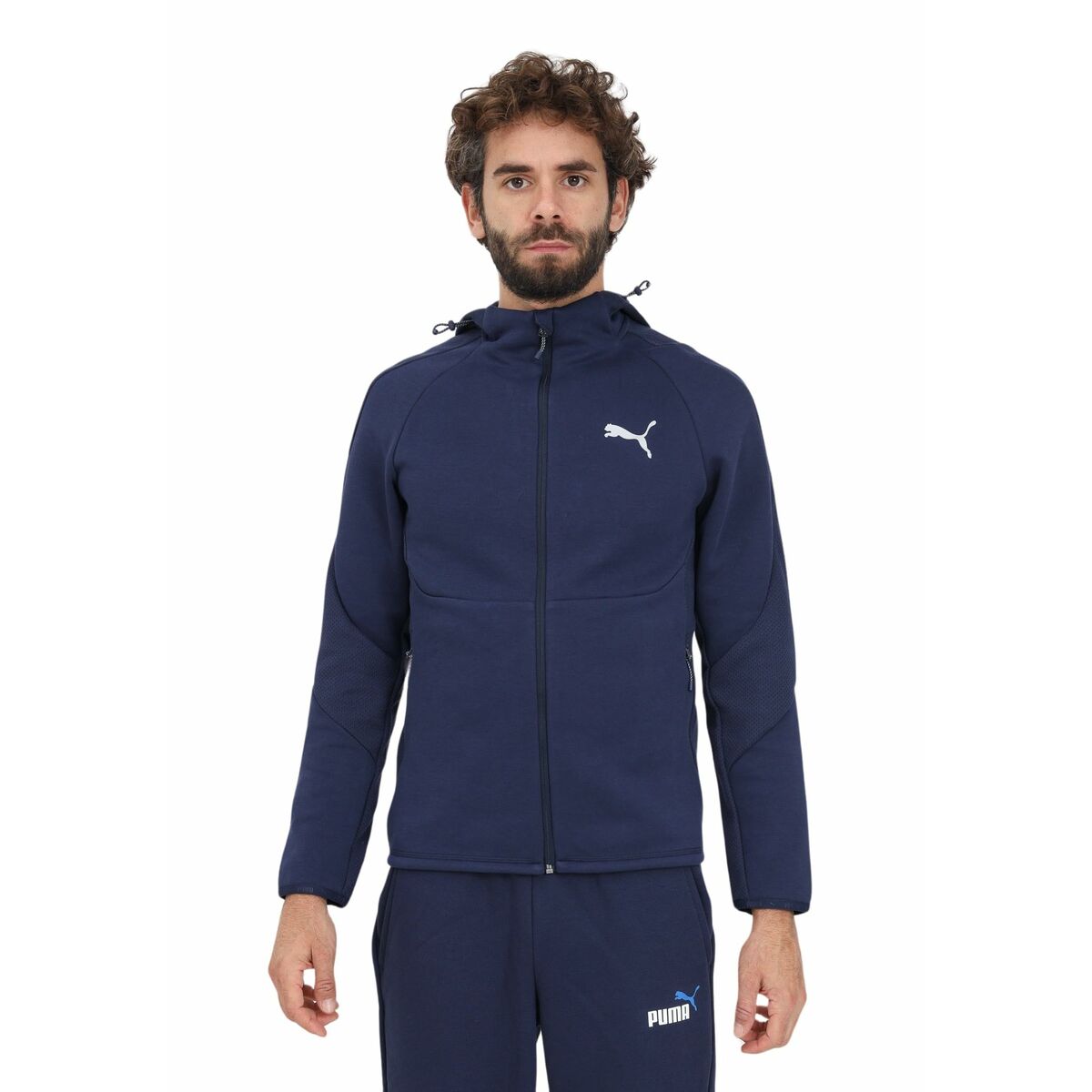 Herren Sweater mit Kapuze und Reißverschluss Puma Evostripe Full-Zip Marineblau - AWK Flagship