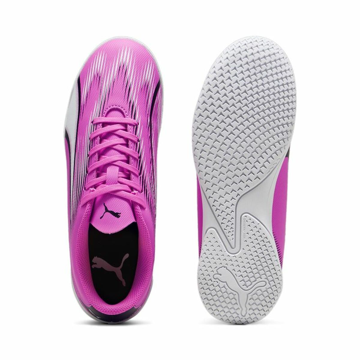 Puma Ultra Play Kinder-Hallenfußballschuhe Weiß/Pink – Produktansicht 3