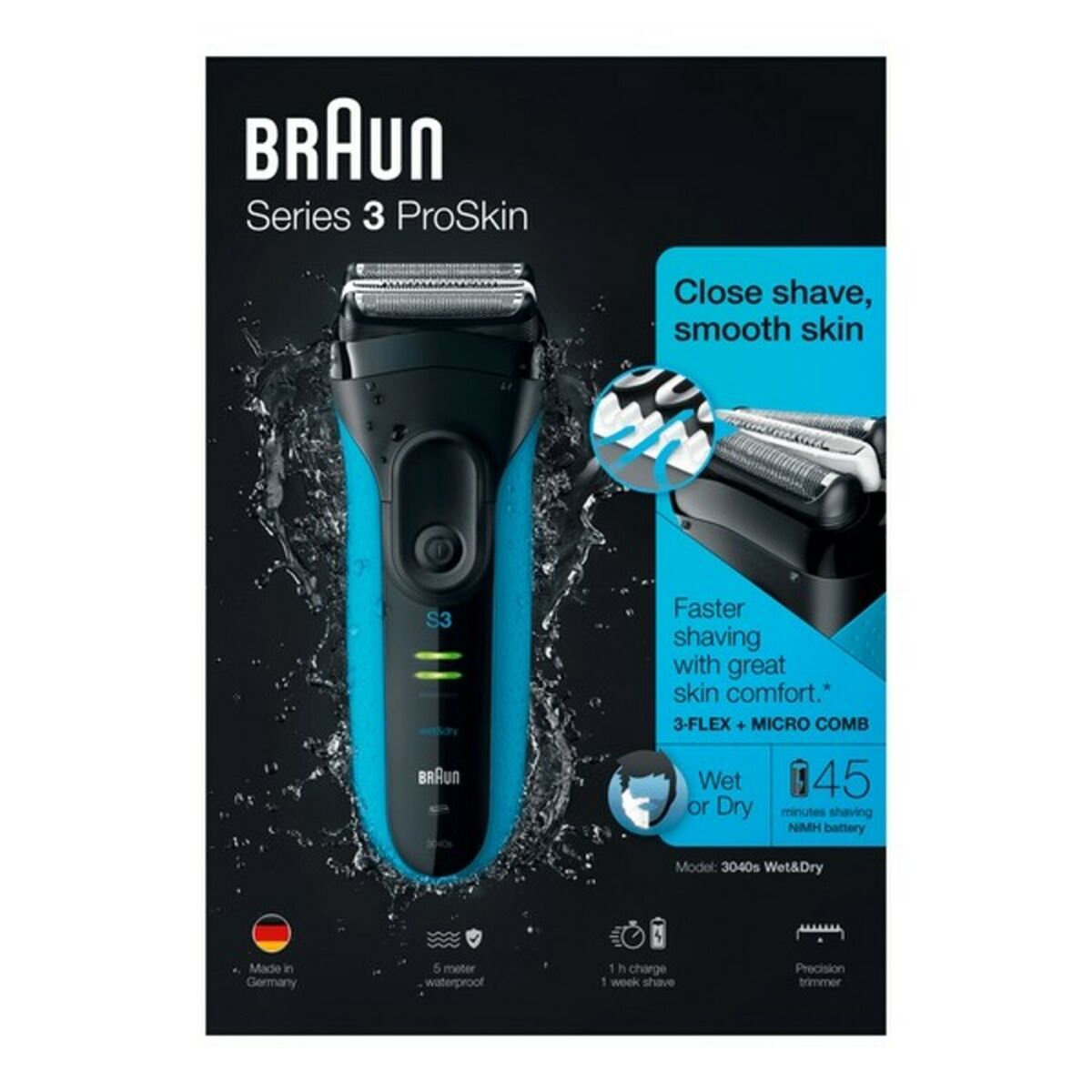 Braun 3040s Blau Elektrischer Rasierapparat - AWK Flagship