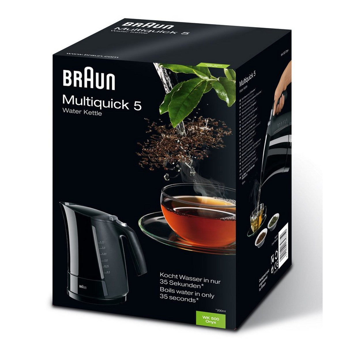 Braun 533631 Elektrischer Wasserkocher mit LED-Licht - Schwarz 1,7 L - AWK Flagship