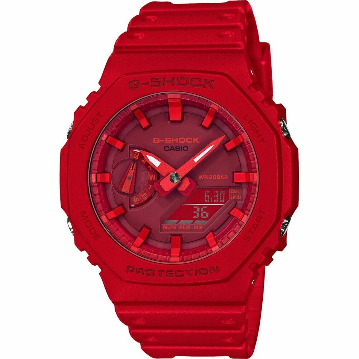 Casio GA-2100-4AER Unisex-Uhr in Rot mit Multifunktion - AWK Flagship