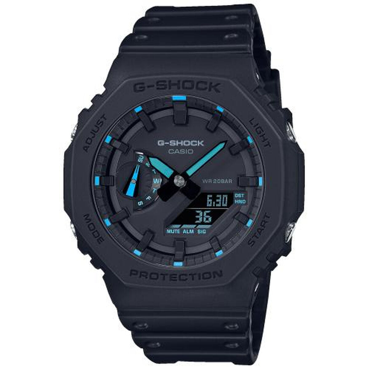 Herrenuhr Casio G-Shock OAK - NEON BLUE INDEX Schwarz (Ø 45 mm) - AWK Flagship