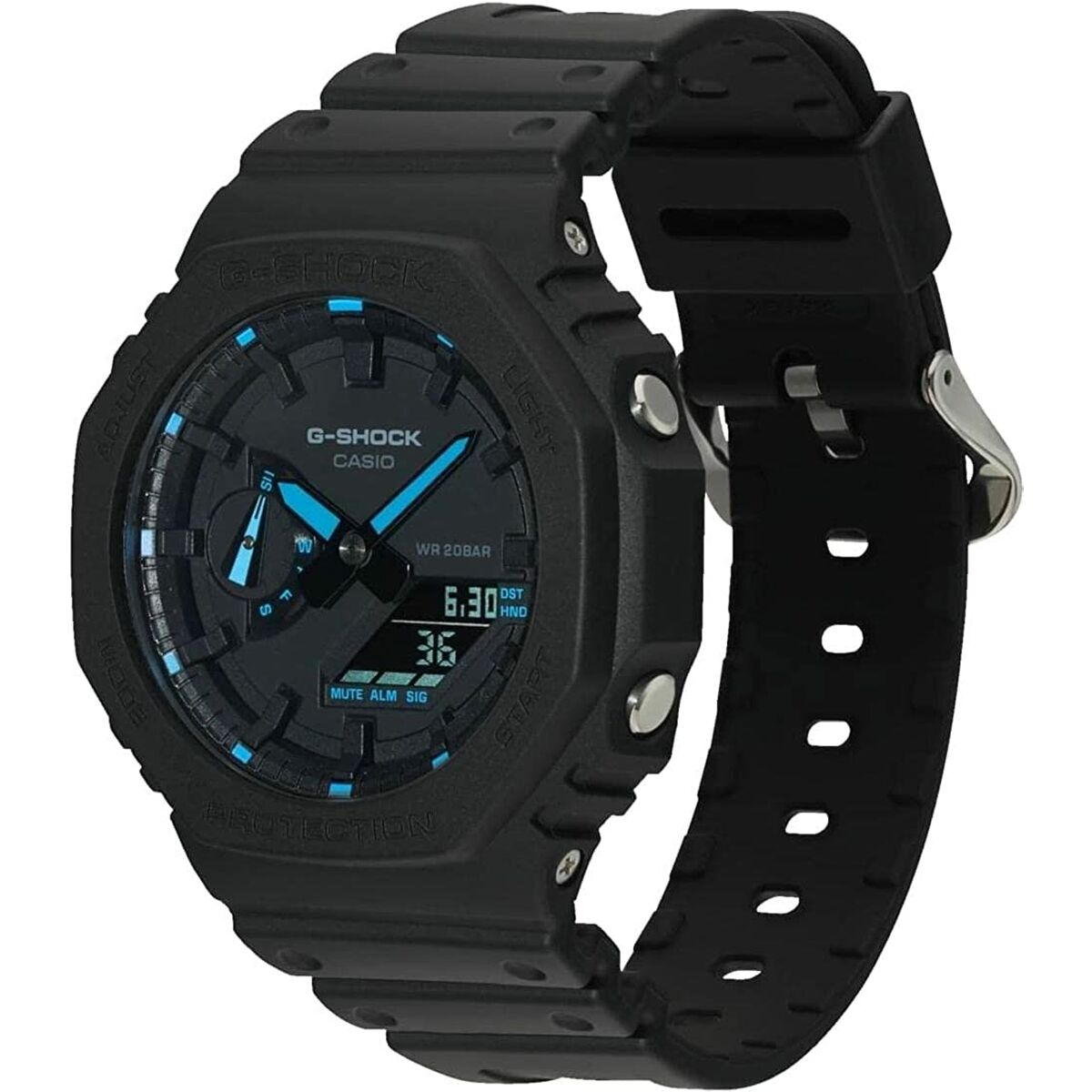 Herrenuhr Casio G-Shock OAK - NEON BLUE INDEX Schwarz (Ø 45 mm) - AWK Flagship