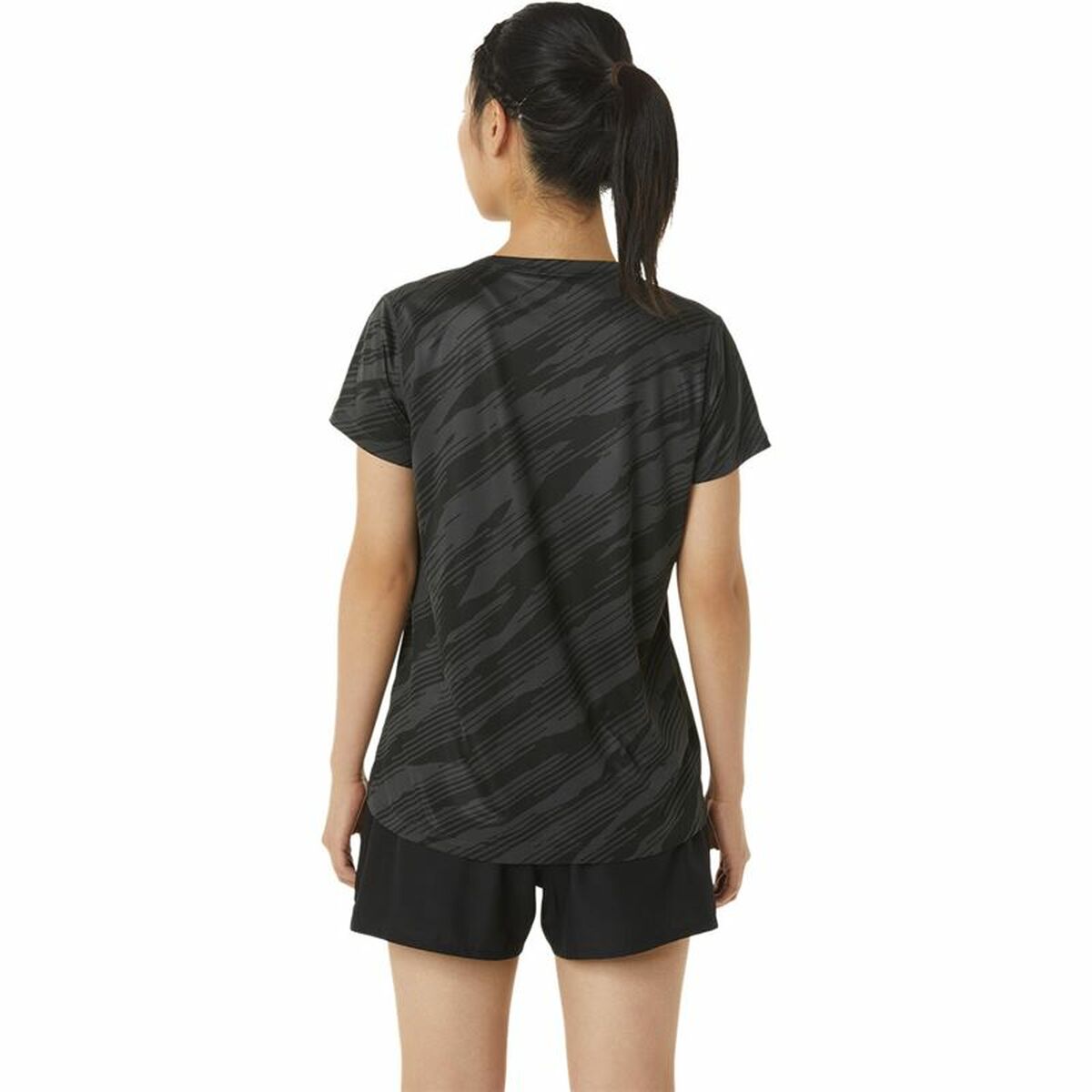 Damen Kurzarm-T-Shirt Asics Core All Over Print Schwarz Damen - AWK Flagship