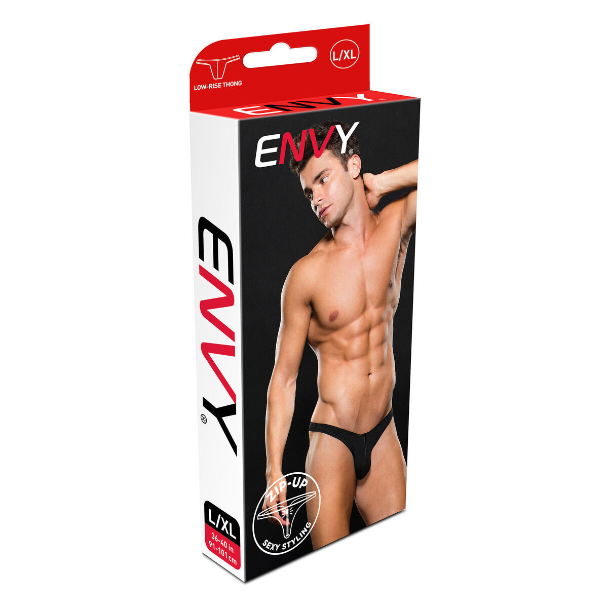 Tanga Envy Lowrise Zip Schwarz S/M - AWK Flagship