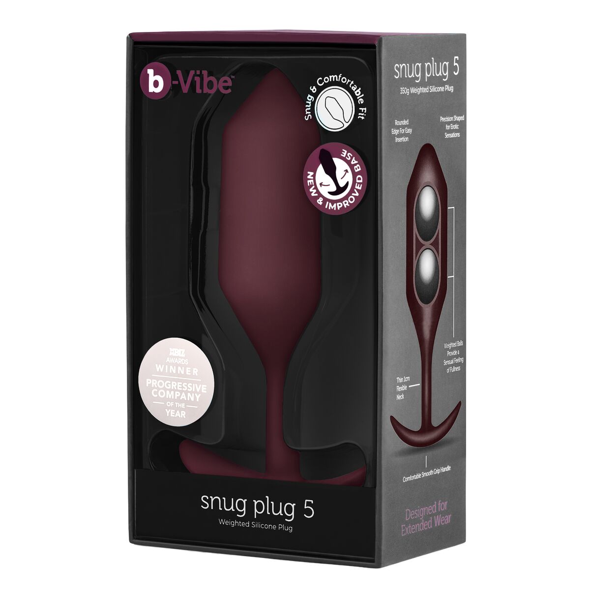 Vibrierender Analplug B-Vibe 5 Granatrot - AWK Flagship