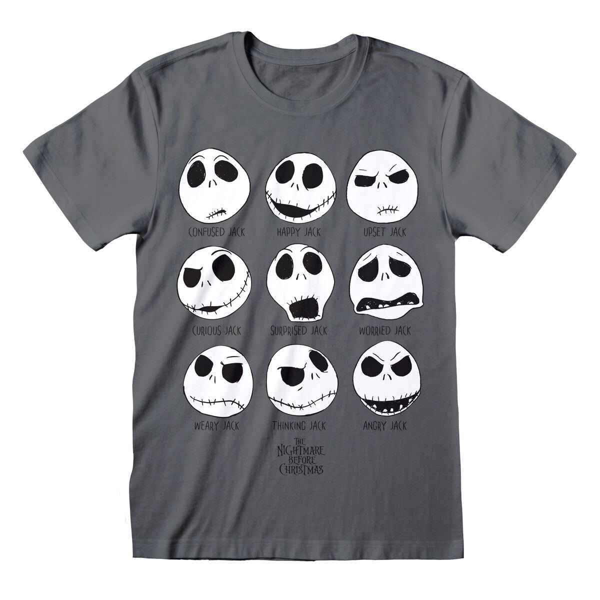 Unisex Kurzarm-T-Shirt The Nightmare Before Christmas Many Faces Dunkelgrau - AWK Flagship