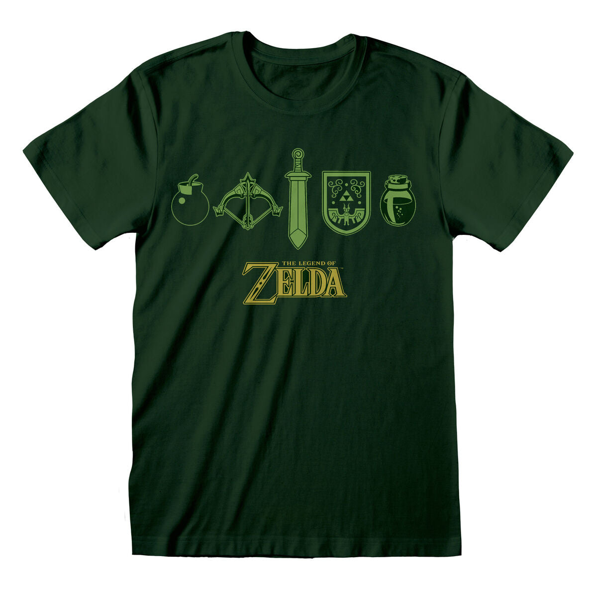 Unisex Kurzarm-T-Shirt The Legend of Zelda Icons Dunkelgrün - AWK Flagship