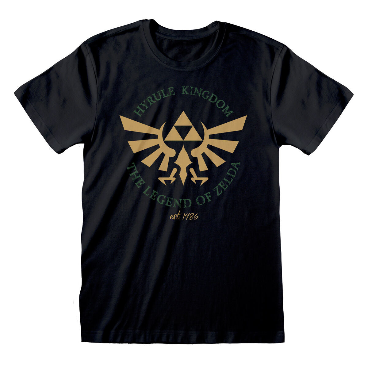 Unisex Kurzarm-T-Shirt The Legend of Zelda Hyrule Kingdom Crest Schwarz - AWK Flagship