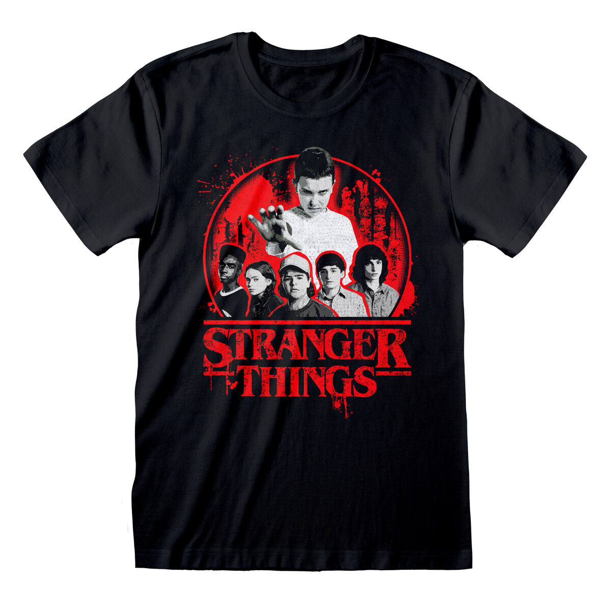 Kurzarm-T-Shirt Stranger Things Circle Logo Schwarz Unisex - AWK Flagship