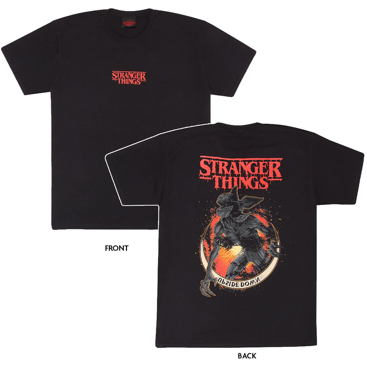 Kurzarm-T-Shirt Stranger Things Demogorgon Upside Down Schwarz Unisex - AWK Flagship