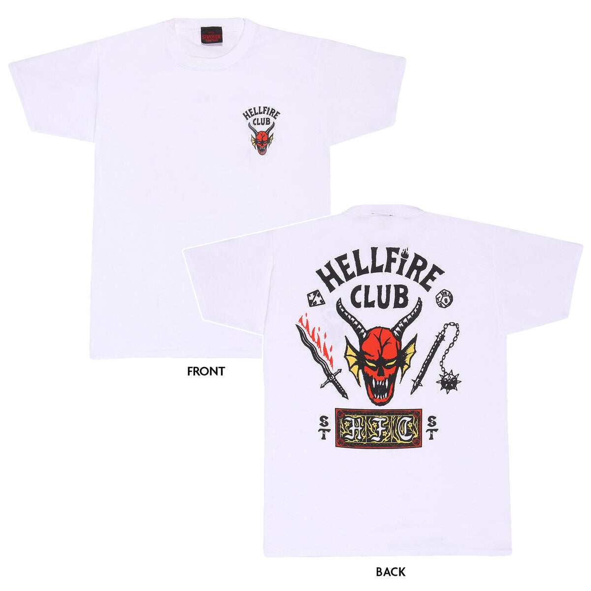 Kurzarm-T-Shirt Stranger Things Helfire Club Weiß Unisex - AWK Flagship