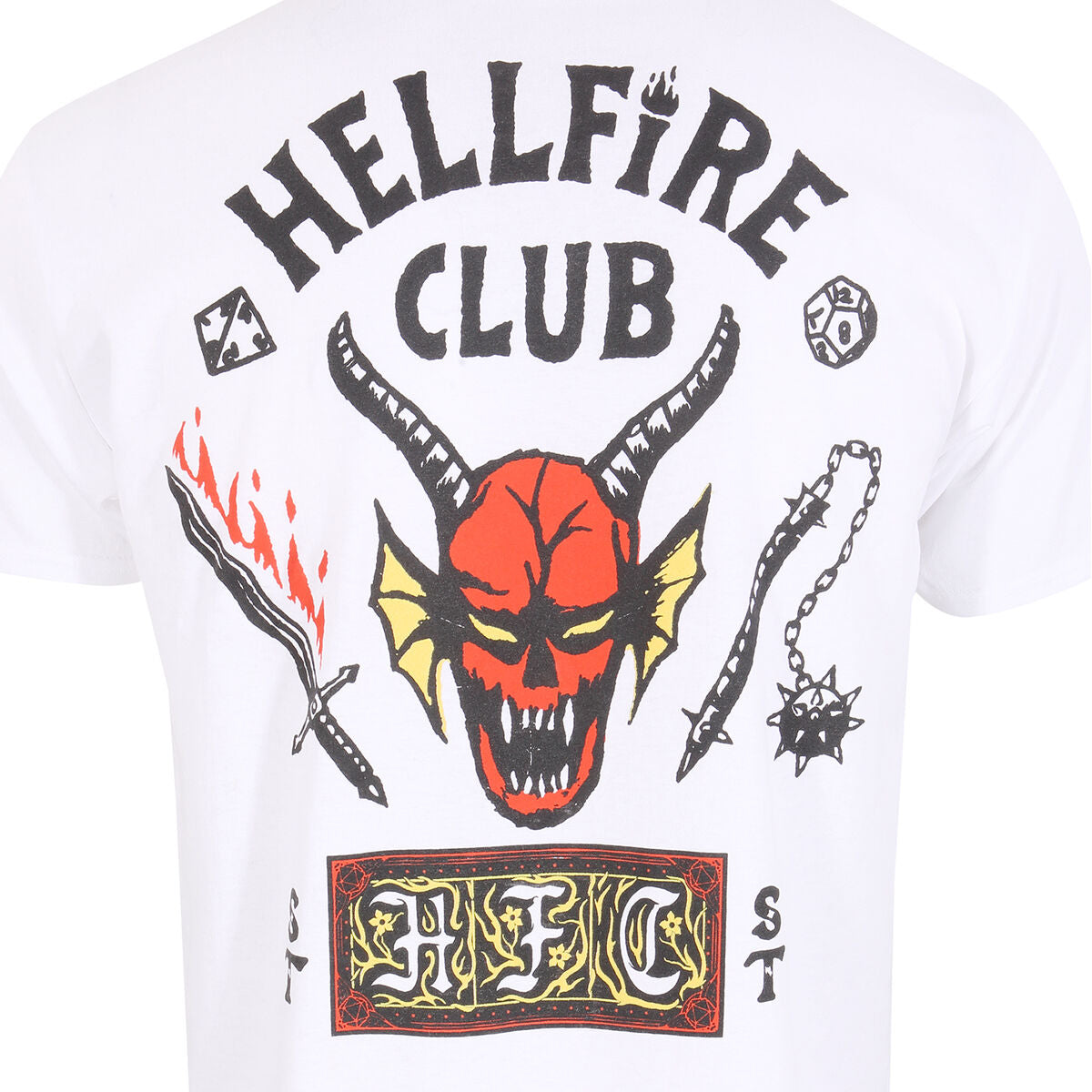 Kurzarm-T-Shirt Stranger Things Helfire Club Weiß Unisex - AWK Flagship