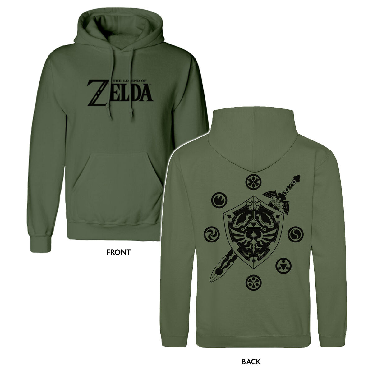 Unisex Sweater mit Kapuze The Legend of Zelda Logo and Shield grün - AWK Flagship