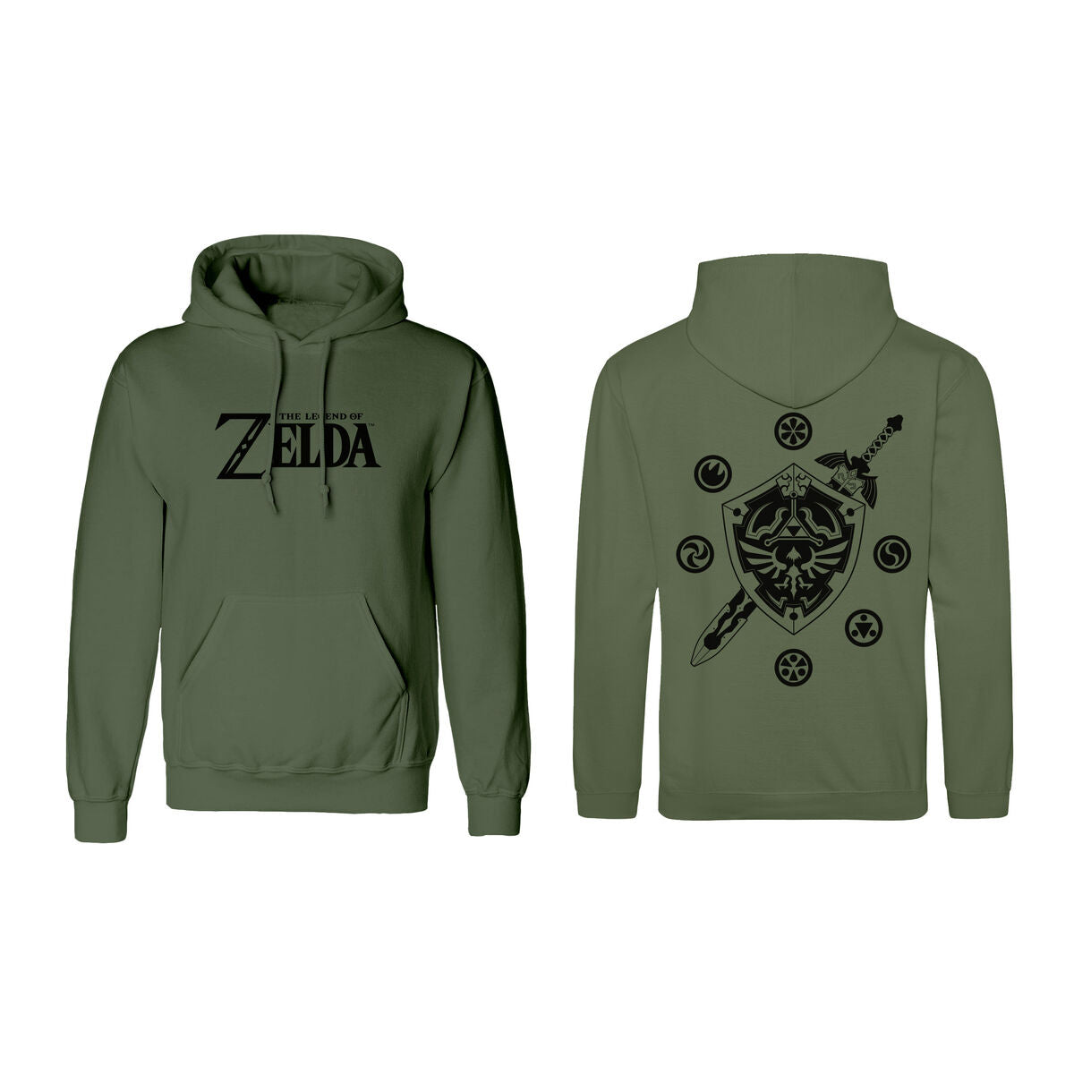 Unisex Sweater mit Kapuze The Legend of Zelda Logo and Shield grün - AWK Flagship