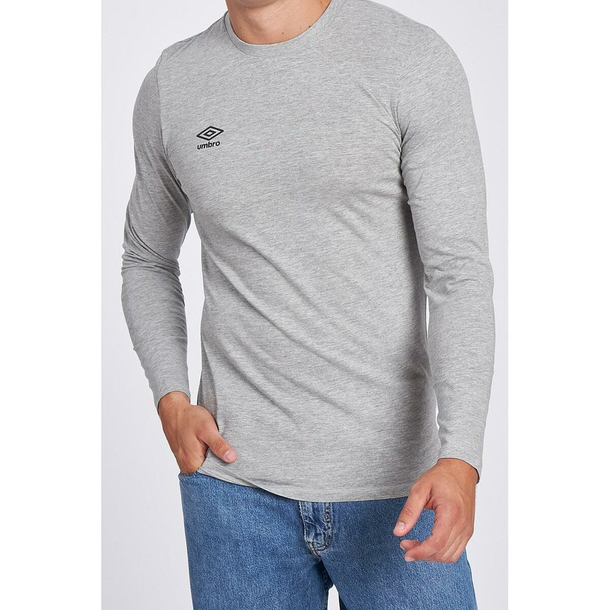 Herren Langarm-T-Shirt Umbro SMALL LOGO LS TEE 65775U B43  Grau - AWK Flagship