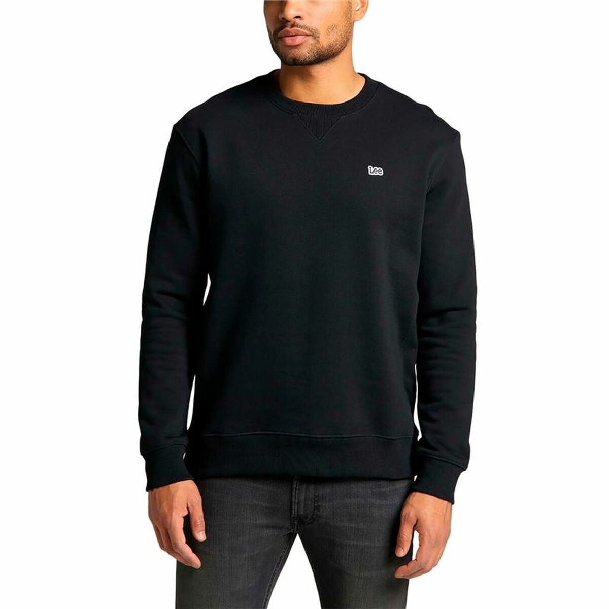 Herren Sweater ohne Kapuze Lee Plain Crew Schwarz - AWK Flagship