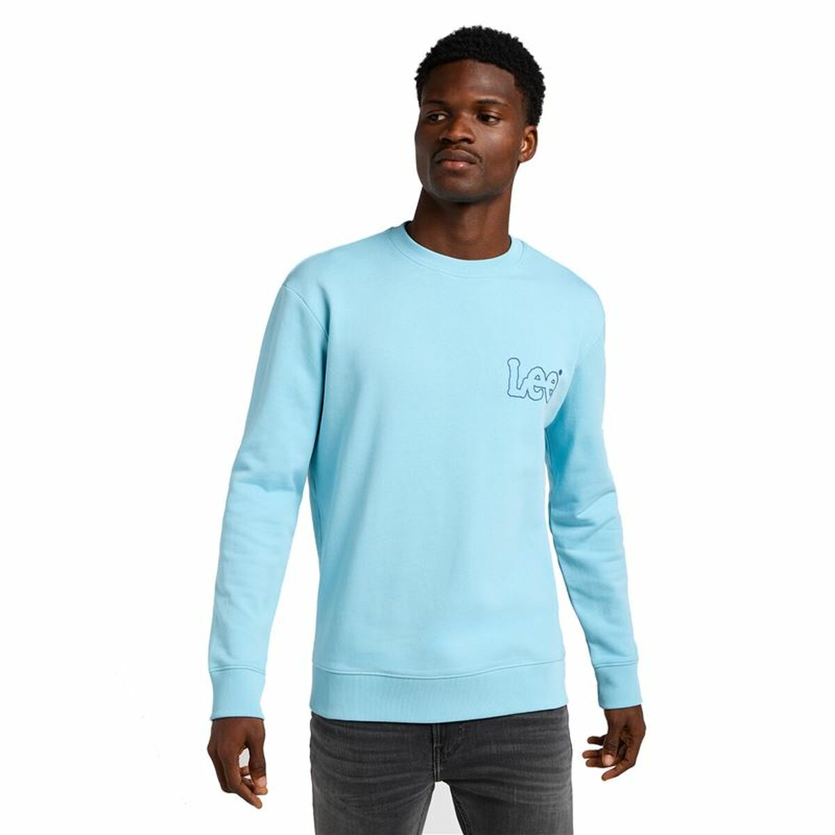 Herren Sweater ohne Kapuze Lee Wobbly Preppy Blau Wasser - AWK Flagship