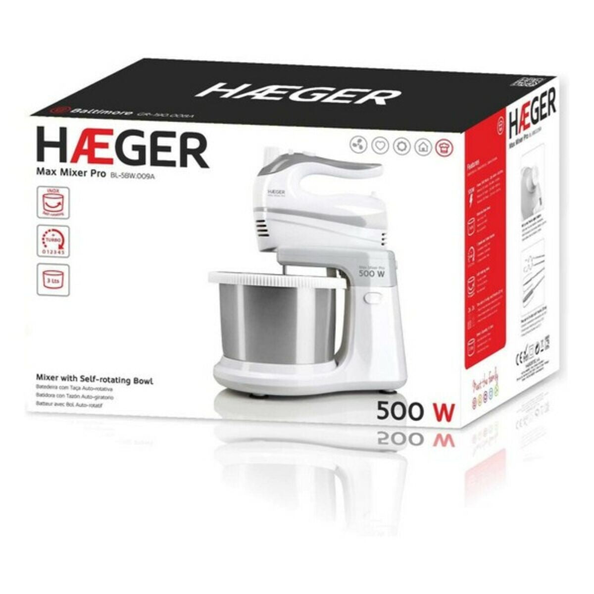 Küchen- und Knetmaschine mit Schüssel Haeger BL-5BW.009A MAX MIXER PRO 500 W 3 L Bunt - AWK Flagship