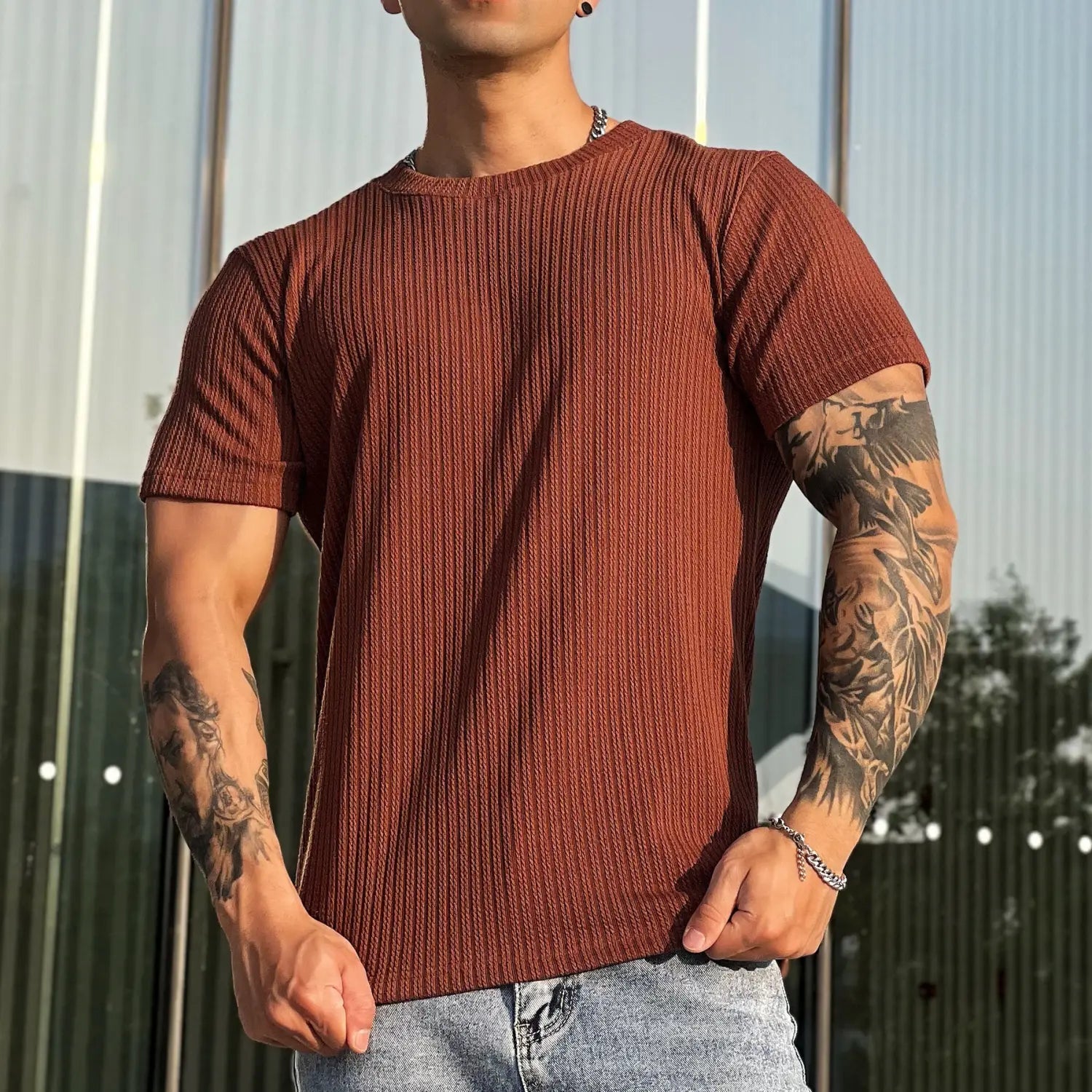 A1 Herren Fitness-T-Shirt Slim Fit