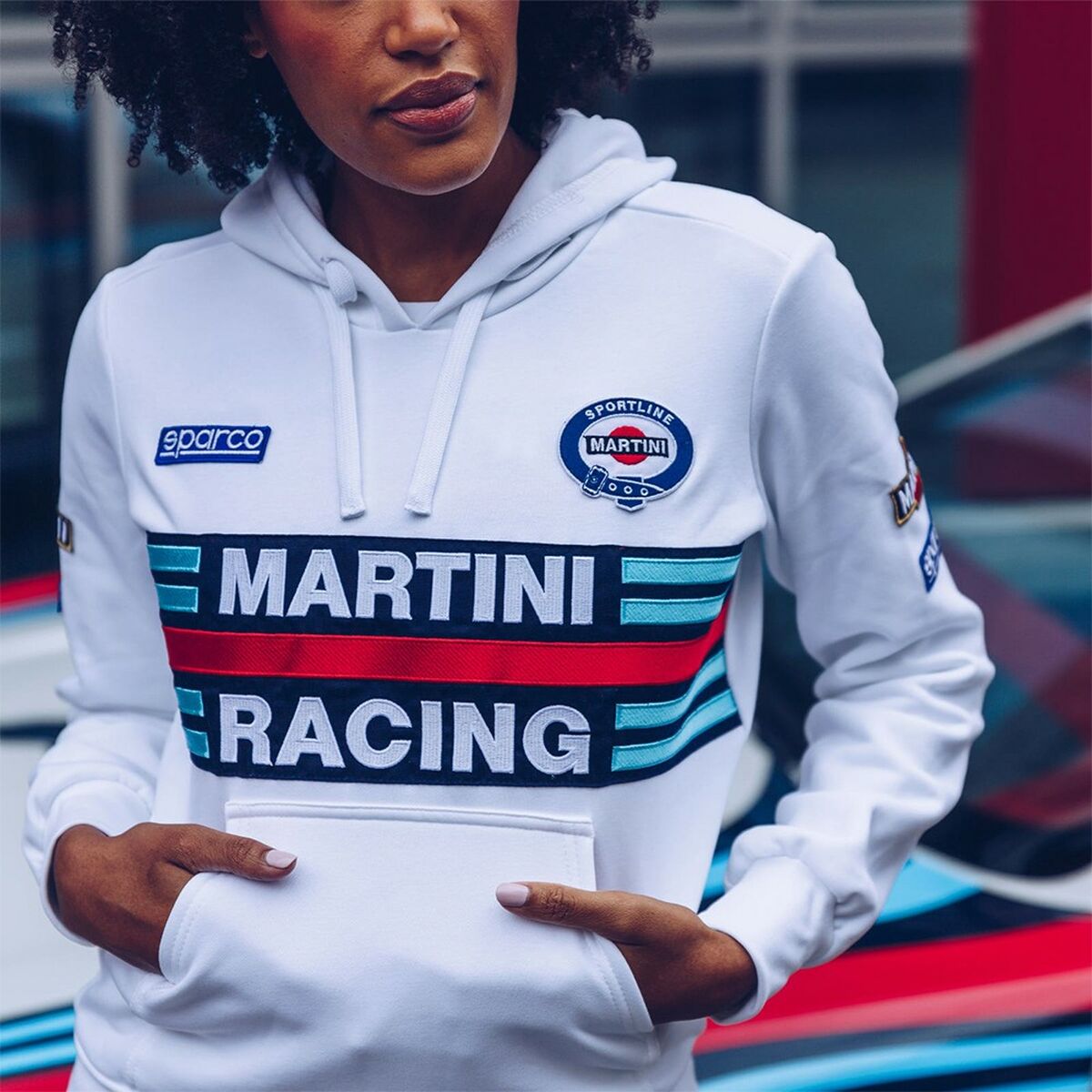 Damen Sweater mit Kapuze Sparco Martini Racing Weiß - AWK Flagship