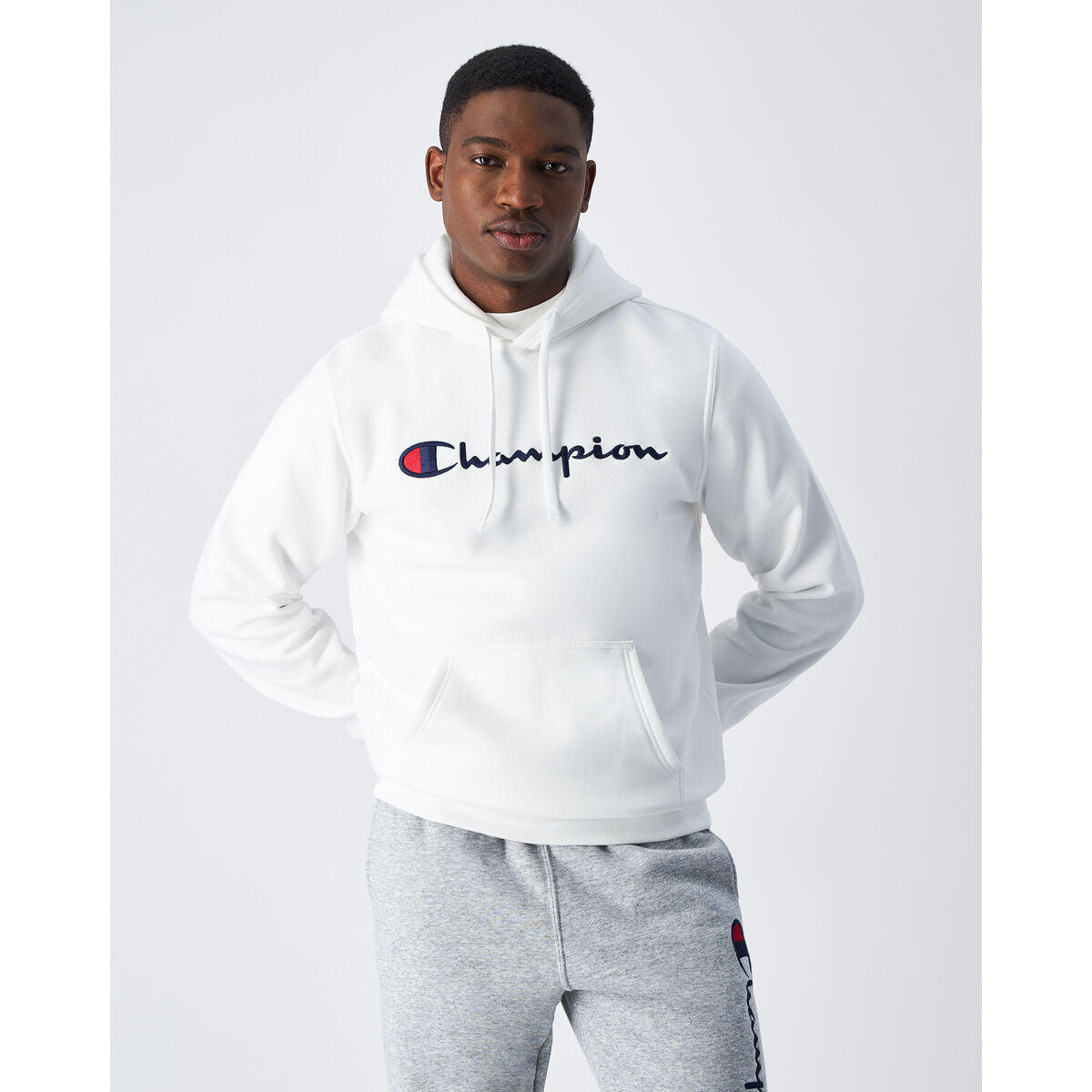 Herren Sweater mit Kapuze Champion HOODED SWEATSHIRT 220253 WHT Weiß - AWK Flagship