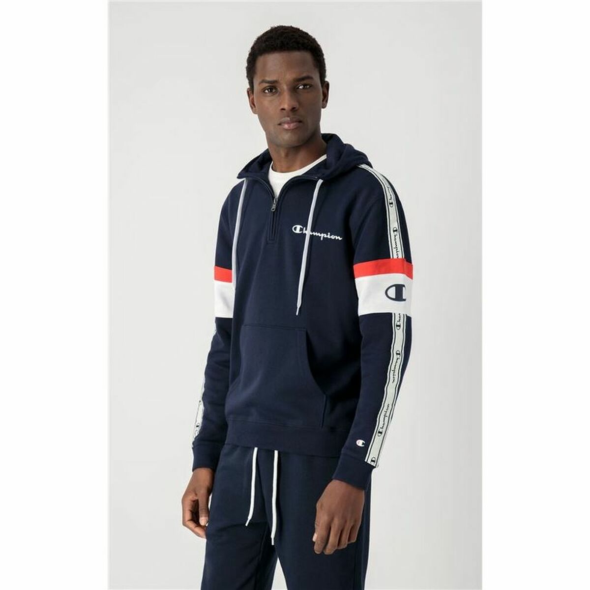 Herren Sweater mit Kapuze Champion Arm Stripe M Marineblau - AWK Flagship