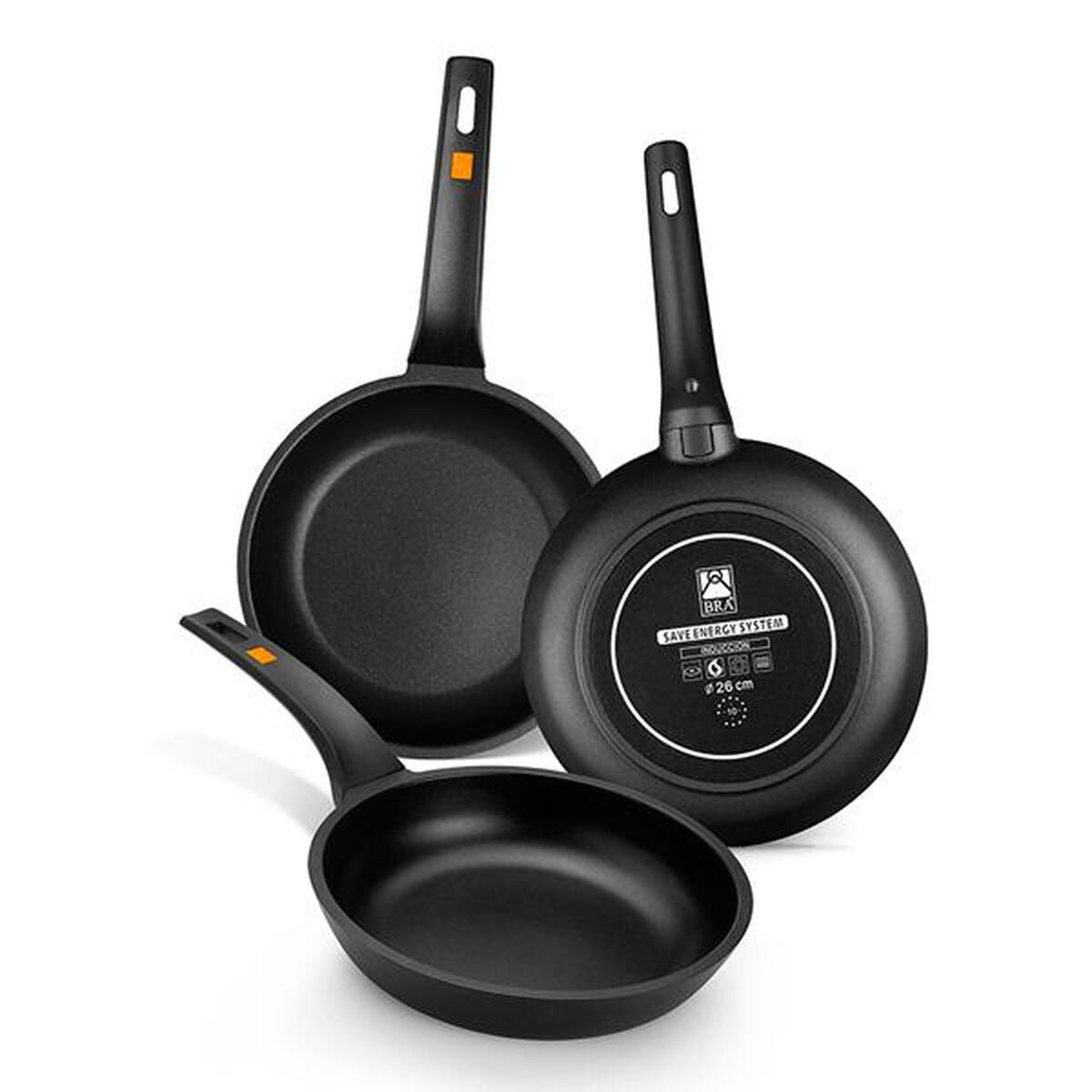 Wok Pfanne BRA Sartén Efficient Schwarz Aluminium Ø 24 cm - AWK Flagship