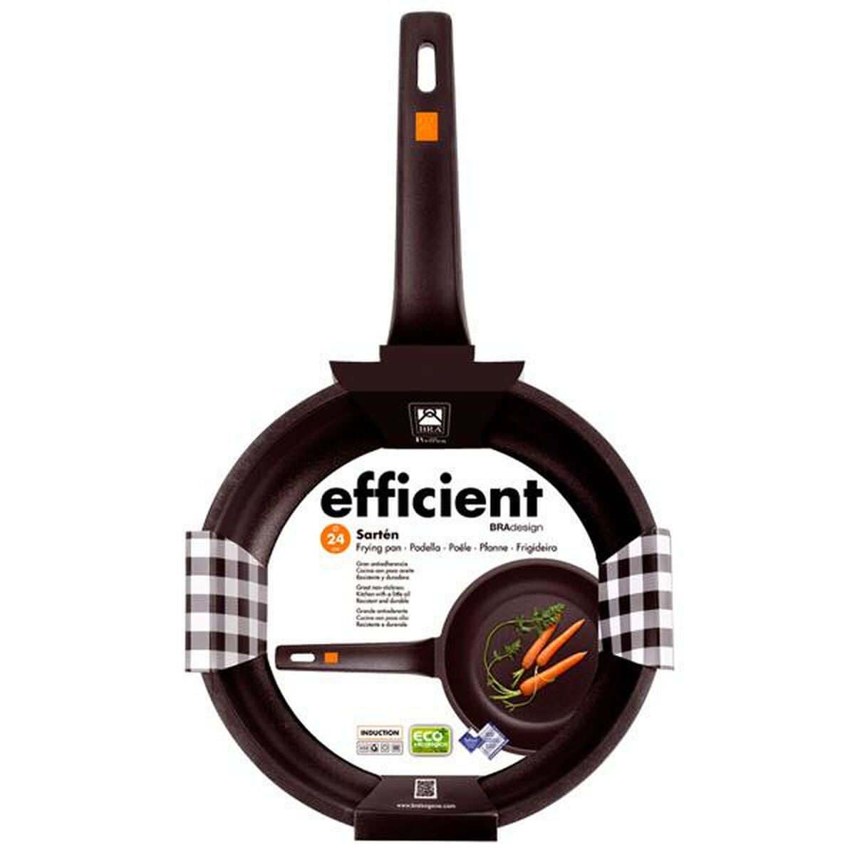 Wok Pfanne BRA Sartén Efficient Schwarz Aluminium Ø 24 cm - AWK Flagship