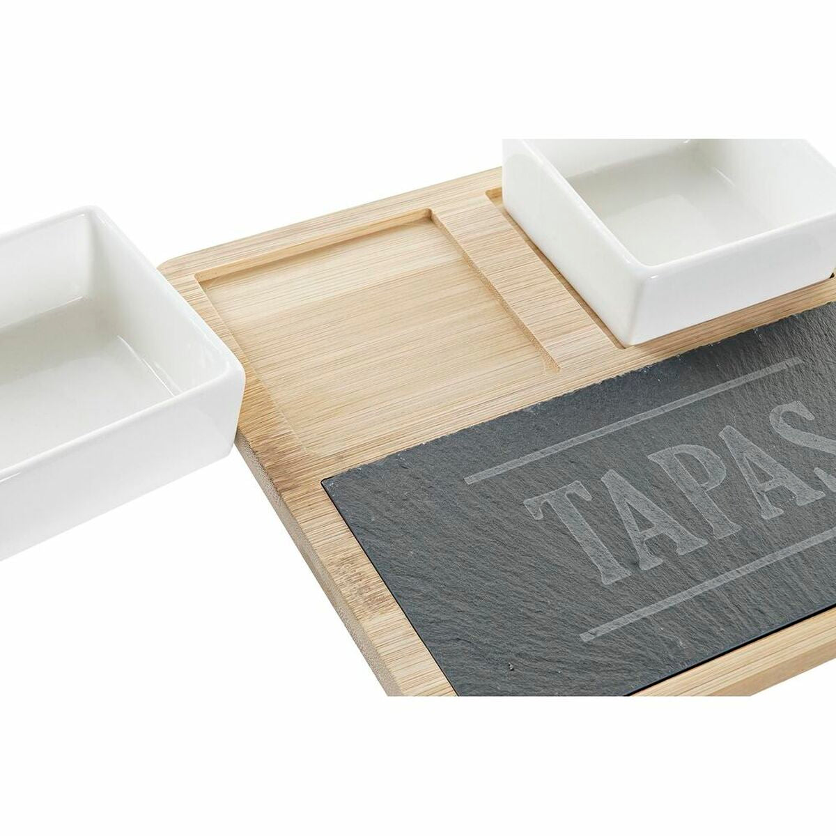 Satz für Appetithäppchen DKD Home Decor Tapas Bambus Steingut Tafel 3 Stücke 31 x 20 x 5 cm - AWK Flagship