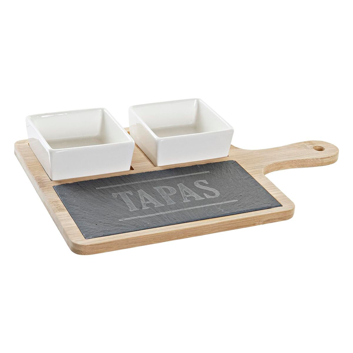 Satz für Appetithäppchen DKD Home Decor Tapas Bambus Steingut Tafel 3 Stücke 31 x 20 x 5 cm - AWK Flagship