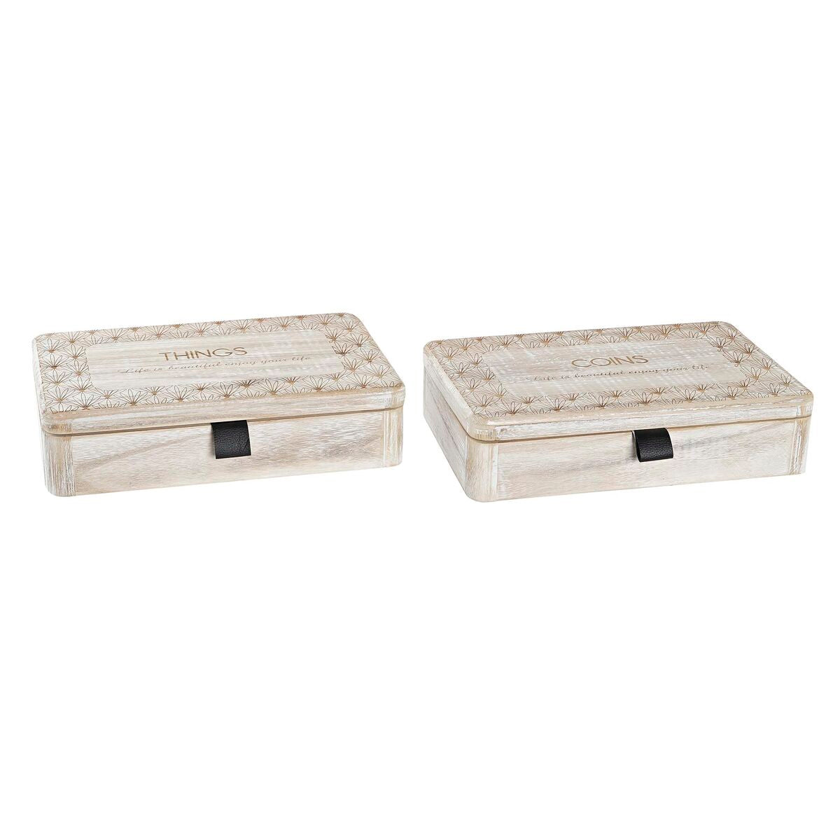 Dekorative Box DKD Home Decor natürlich Holz MDF 28 x 18 x 6,5 cm (2 Stück) - AWK Flagship