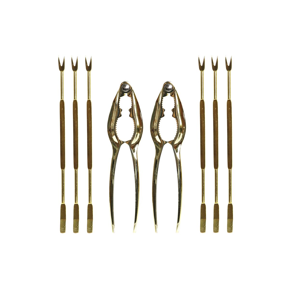 Meeresfrüchte-Set DKD Home Decor Gold Edelstahl 8 Stücke 3 x 3 x 15 cm - AWK Flagship