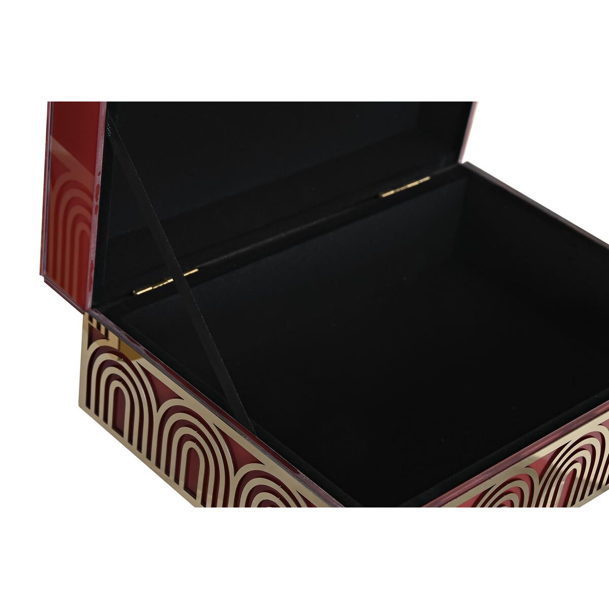 Box-Schmuckkästchen DKD Home Decor Metall Kristall Rot Gold Holz MDF 25 x 18 x 10 cm (2 Stück) - AWK Flagship