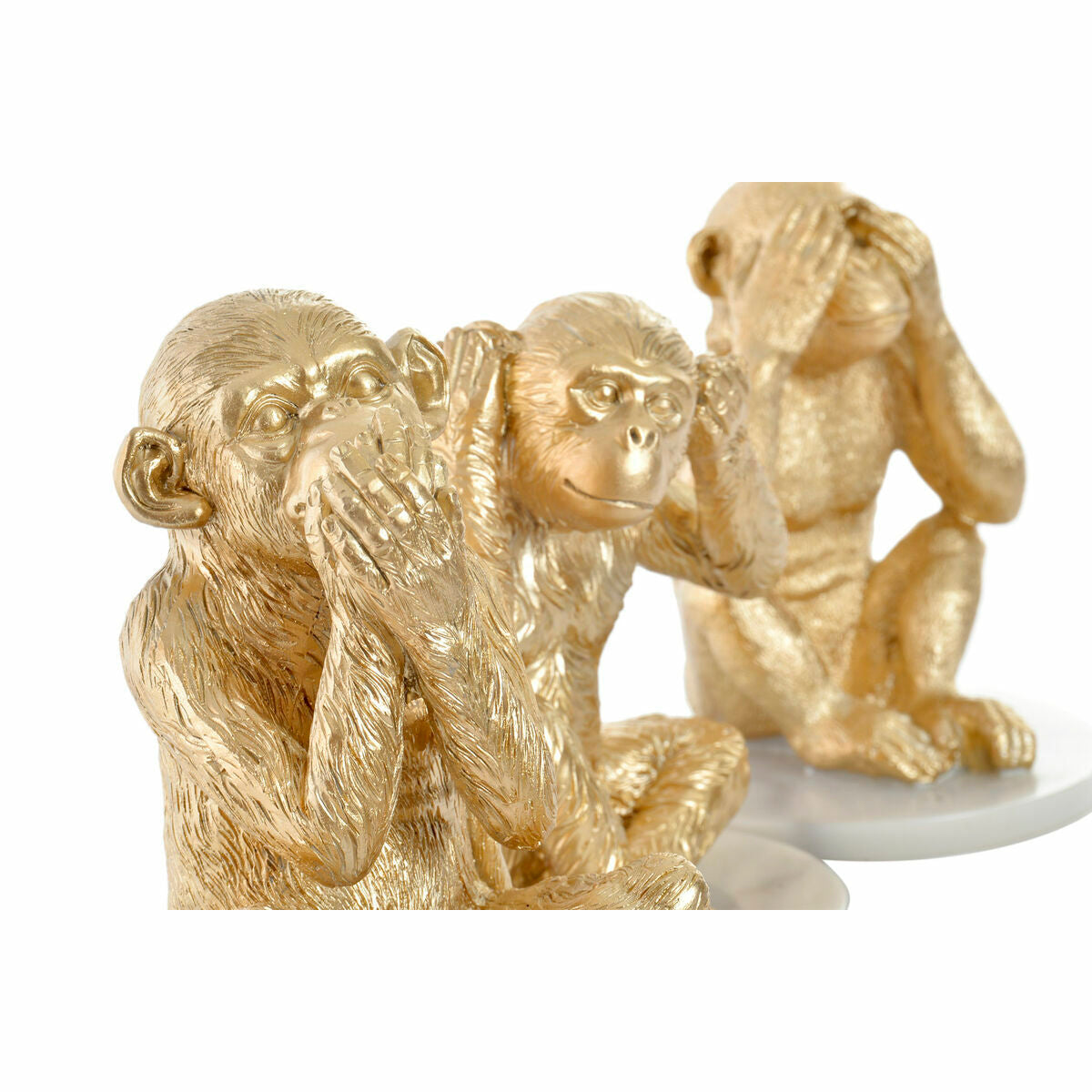 Deko-Figur DKD Home Decor Weiß Gold Tropical Affen 10,5 x 10,5 x 18,5 cm (3 Stücke) - AWK Flagship